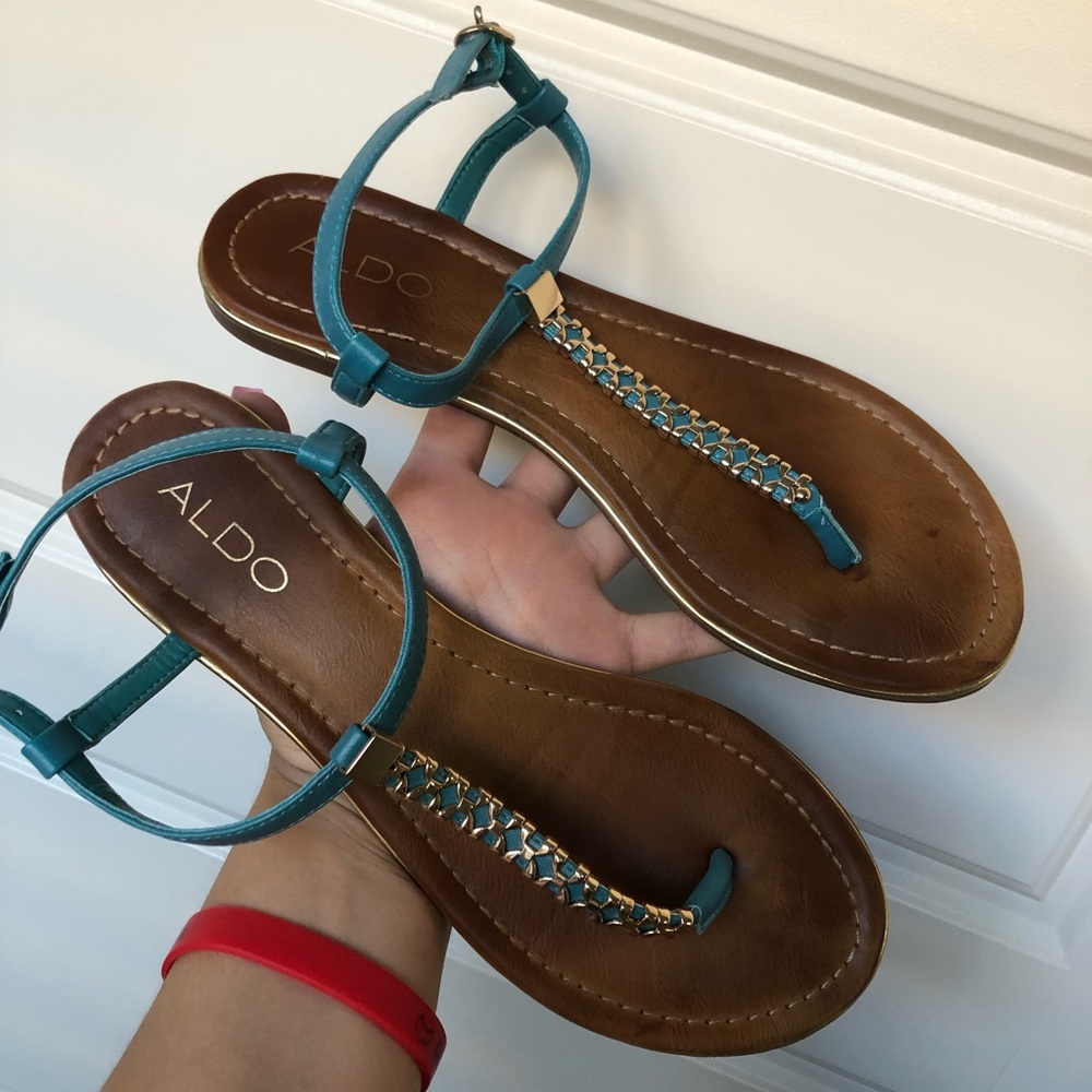 Aldo Brown and Turquoise Sandals